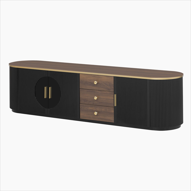 Meuble télé avec 3 tiroirs et 1 tablette, Noir