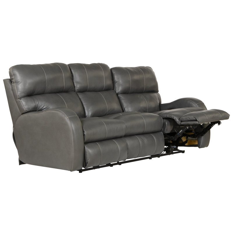 Canapé inclinable électrique en cuir fleur italien 83 po Gunnell, Gris