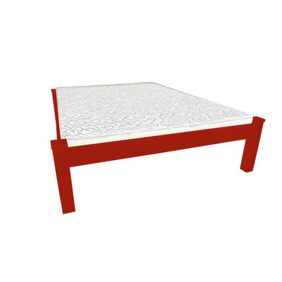 Red Solid Wood Full Bed Frame