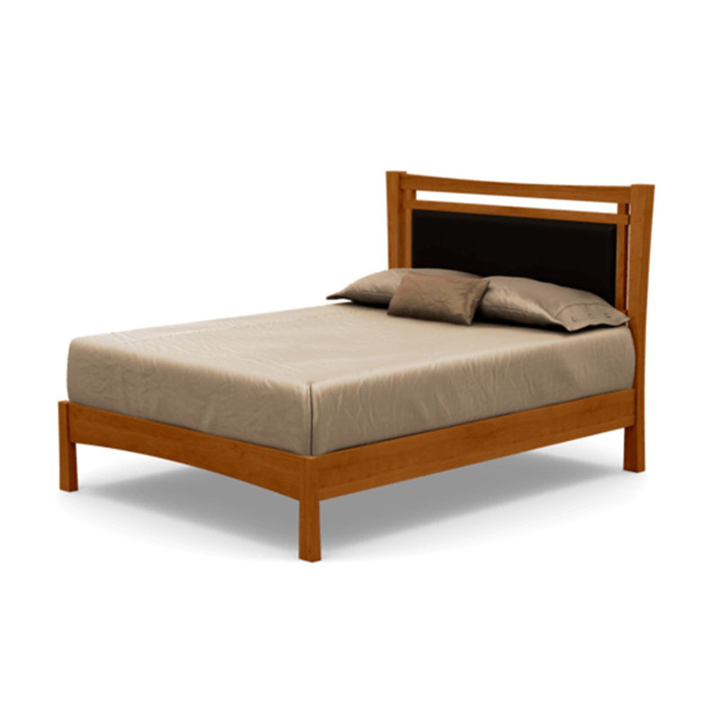 Monterey Upholstered Bed, Full, Natural Cherry, Ebony
