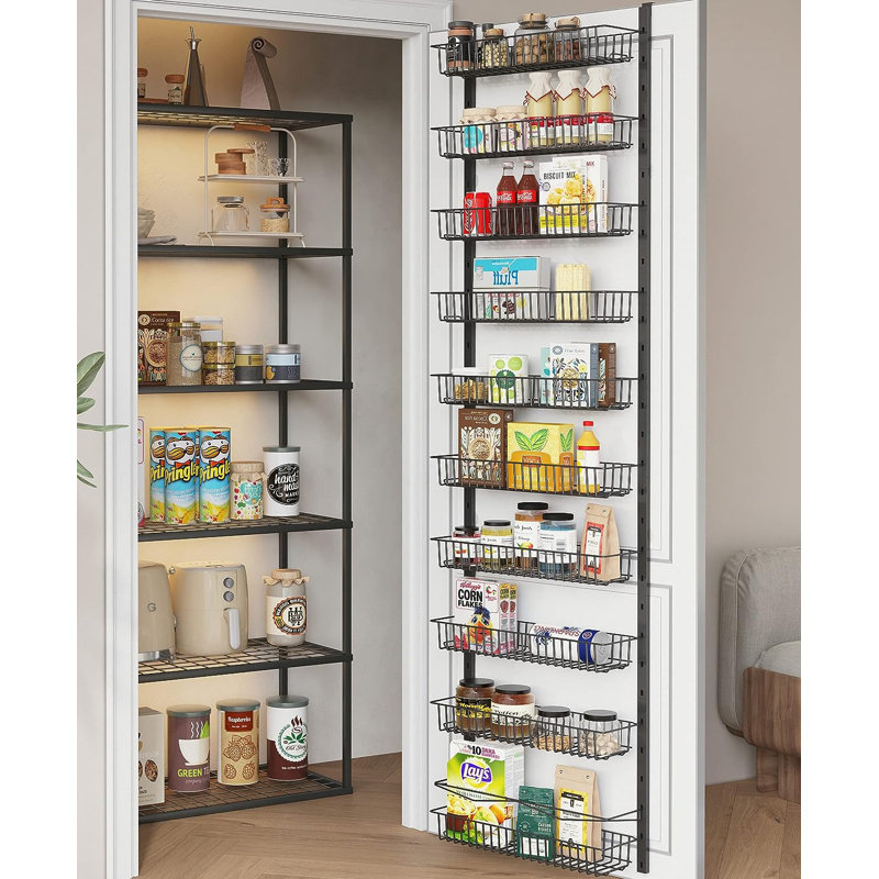 Door Spice Rack with Adjustable Racks, Matte Black