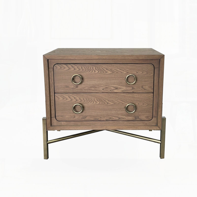 Kirk 2 Drawer Nightstand with USB & Metal Base