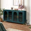 Meuble télé 65 po et plus, bois avec verre et tablettes réglables, armoire de rangement bleu marine pour console de chambre à coucher, tablettes bleues, média