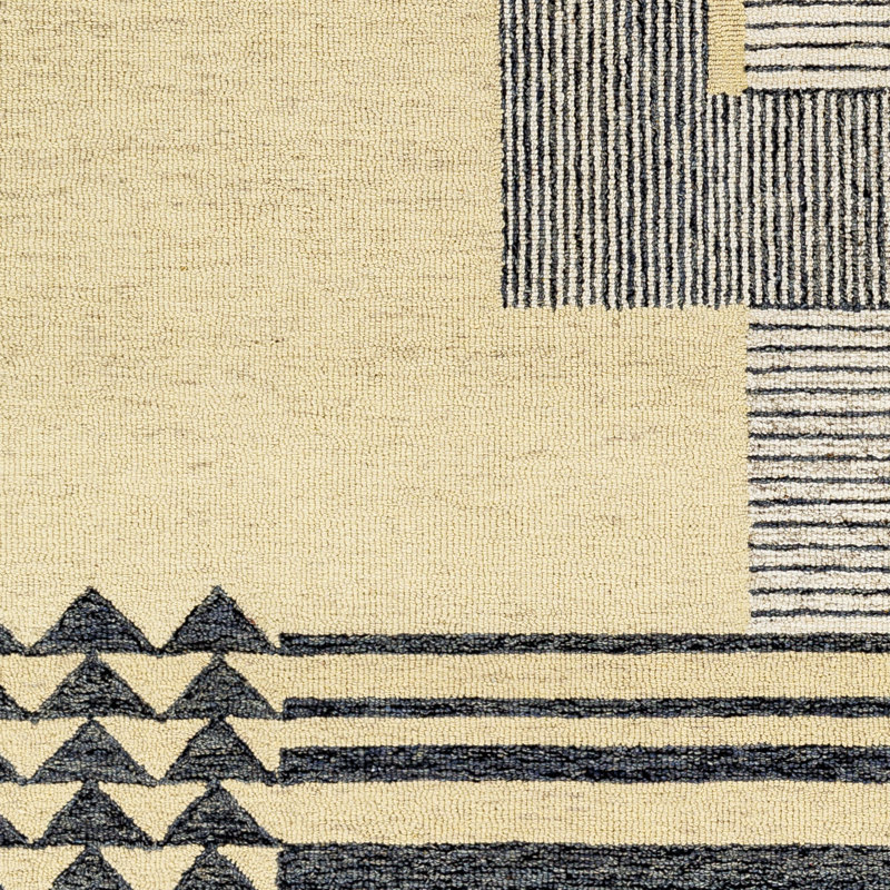 Rectangle Uptown Geometric Handmade Tufted Wool Area Rug in Black, Rectangle 2' x 3'