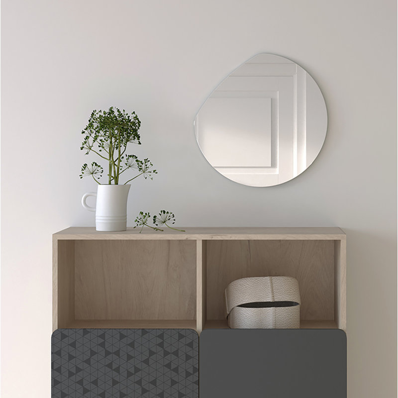 Round Framed Wall Mounted Accent Mirror, 63.5 cm H x 63.5 cm W, Taupe
