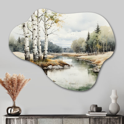 Birch Woods Birch Haven - Cloud Tree Birch Metal Wall Art, Asymmetrical Metal Wall Sculpture Print