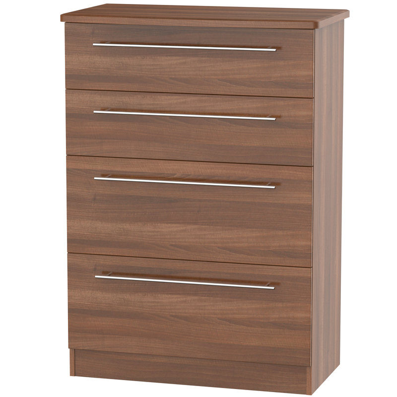 Fully Assembled Lyndale 4 Drawer 76.5Cm W Chest, Walnut