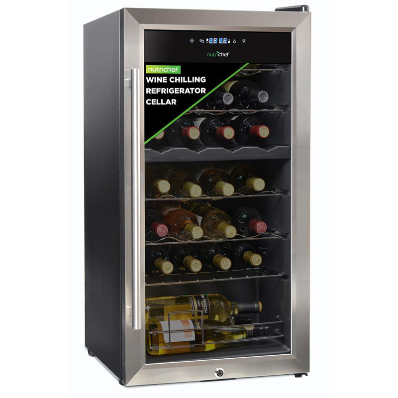 Réfrigérateur à vin 28 bouteilles Nuthausf - Refroidisseur à vin à deux zones, température réglable de 41 ° F à 64 ° F, fonctionnement ultra silencieux, refroidisseur à vin autoportant pour la maison et le bureau, 33 x 11 x 26 po (noir)