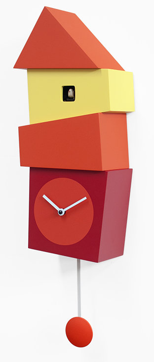 Hillsg Wood Wall Clock, Orange / Red
