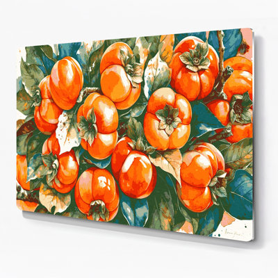 Fruit American Persimmon Green Metal Wall Art