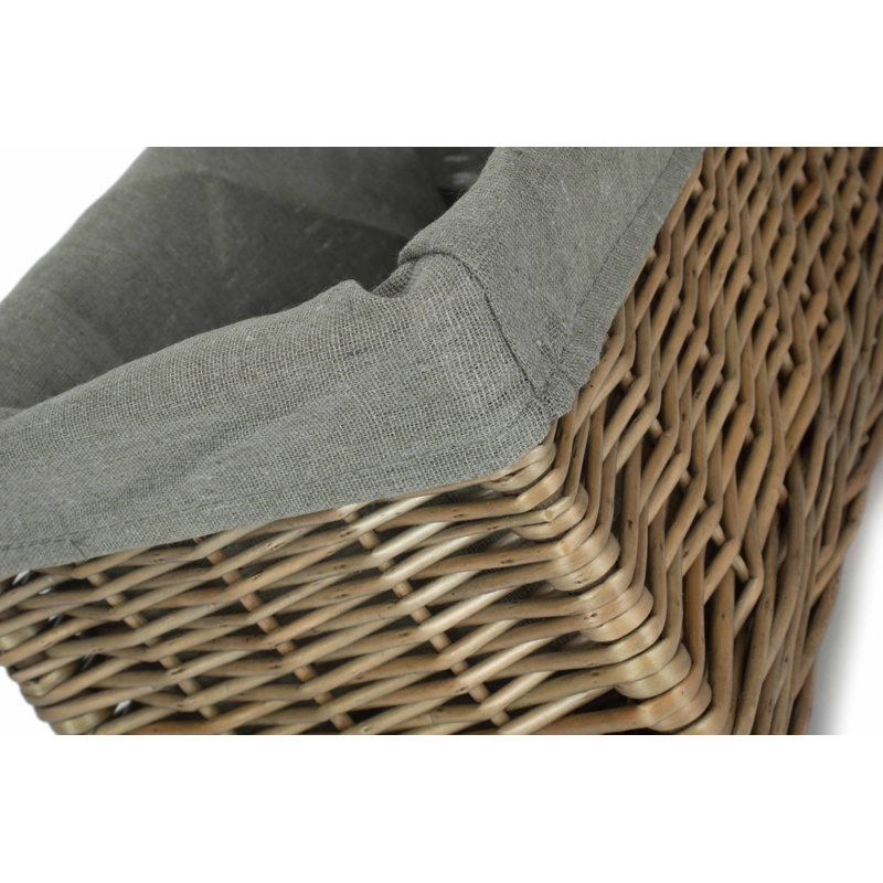 Wicker Storage Basket with Lining, 17cm H x 33cm W x 20cm D, Antique Wash/Grey
