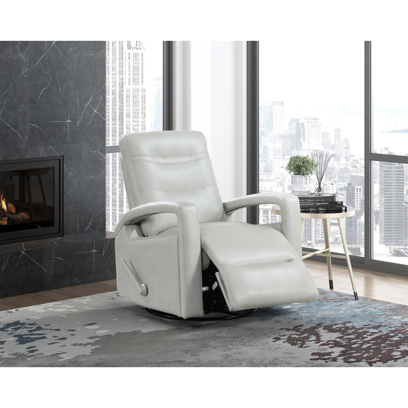 Upholstered Swivel Glider Recliner Chair With Faux Leather,  For Modern Living And Office Comfort, Smoke