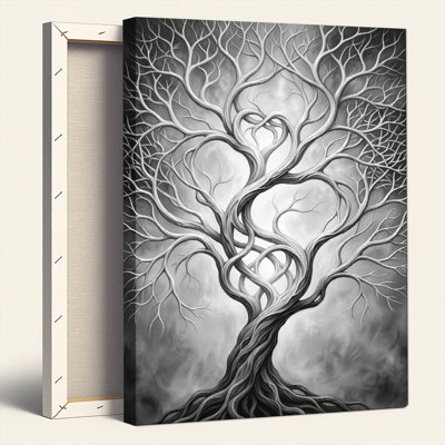Ensemble de 1 tableau sur toile en forme de cœur d'arbre