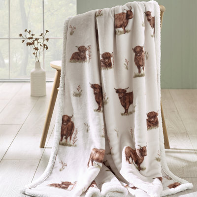 Angus Highland Cow Cosy Fleece Blanket Throw