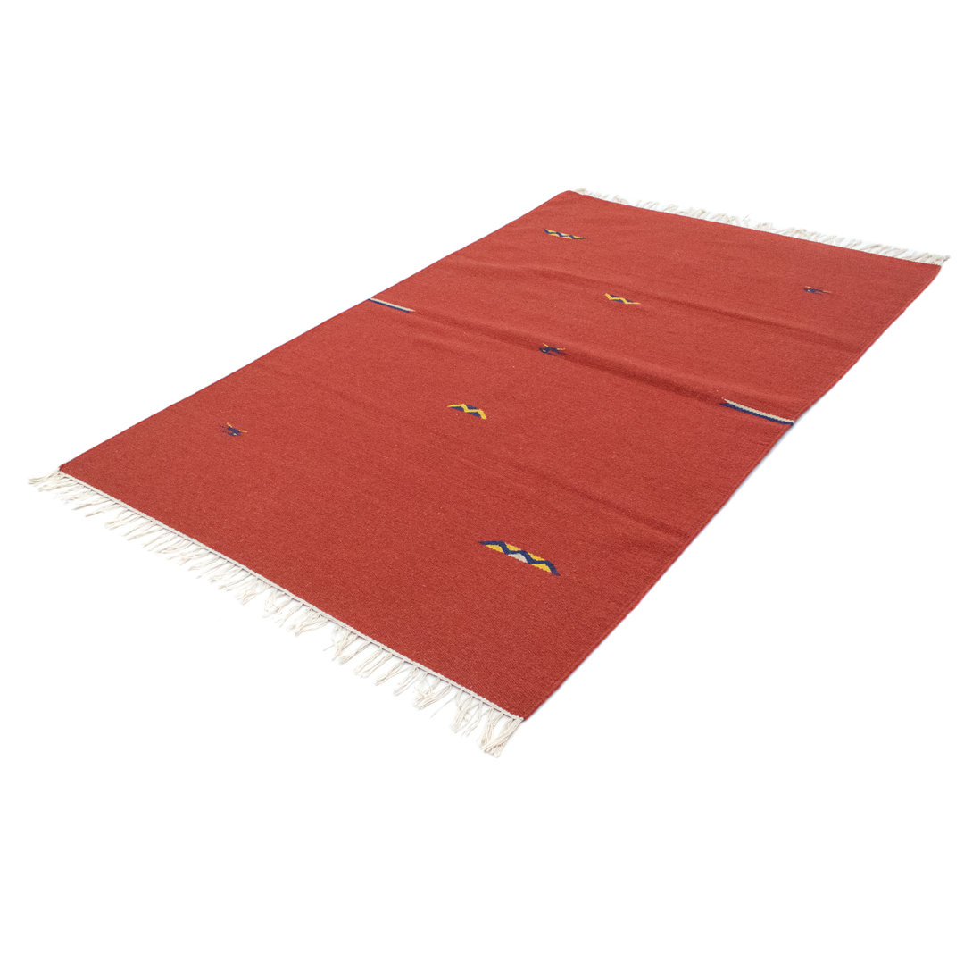 Handmade Kilim Wool Red Indoor/Outdoor Rug