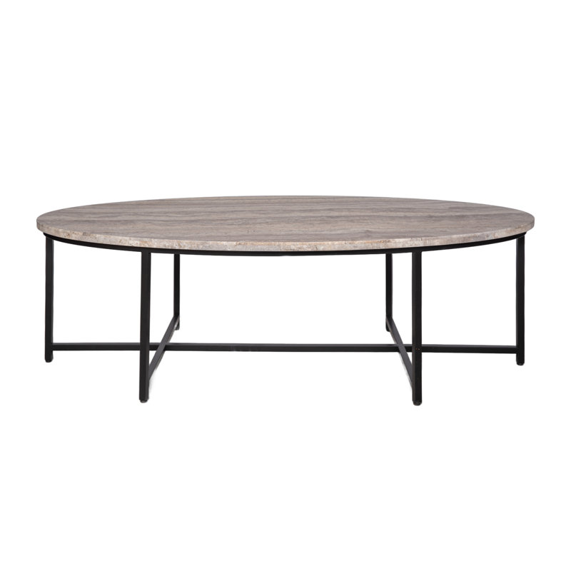 Table basse Marble, H 18,5 po x L 60 po x l 30 po, Travertin argent, Dos plat