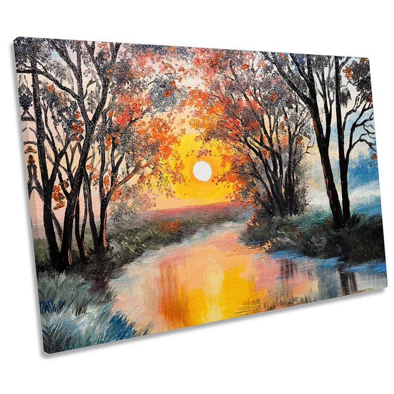 Sunset River Landscape Repro Framed - Wrapped Canvas Print, 30.5cm H x 45.7cm W x 2cm D