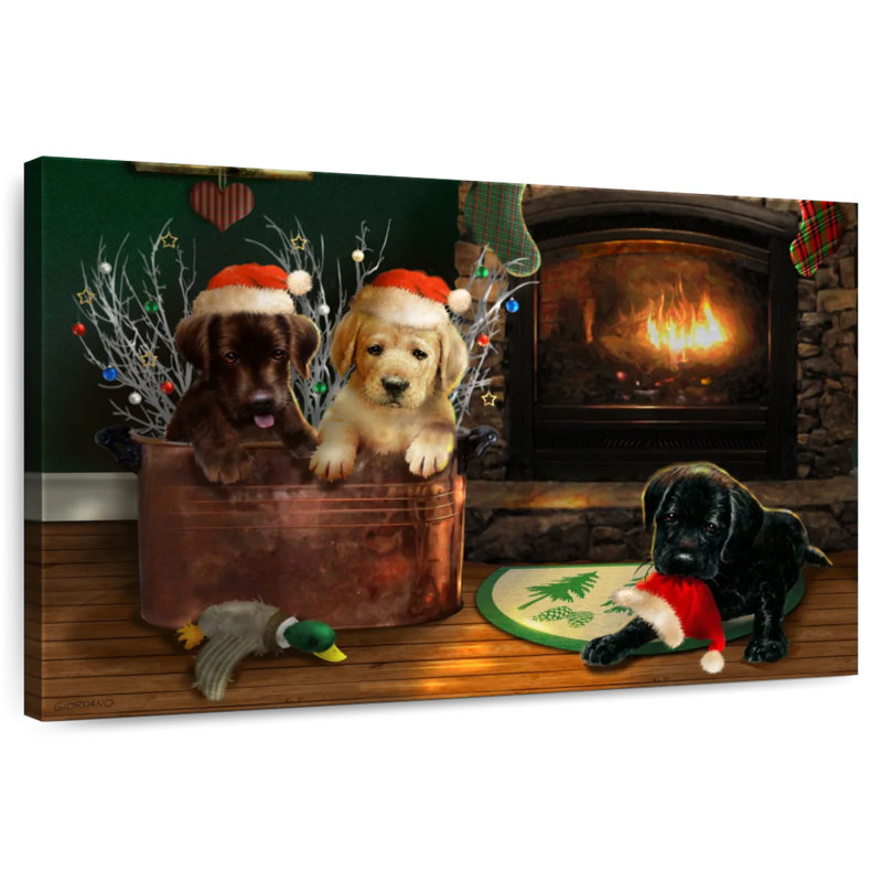 Brampt Fireside Lab Trio, 24" H x 36" W