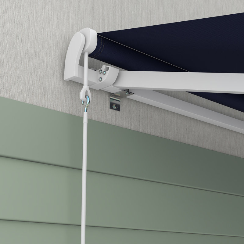 16'X10' Electric Retractable Awning Sunshade Shelter With Remote Controller & Crank Handle For Deck Balcony Yard, Blue