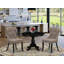 L'ensemble de mobilier de salle à manger 3 pièces comprend une table ronde avec piédestal et 2 chaises rembourrées en tissu de lin, noir brossé-1998732273-1998732287-1998732286