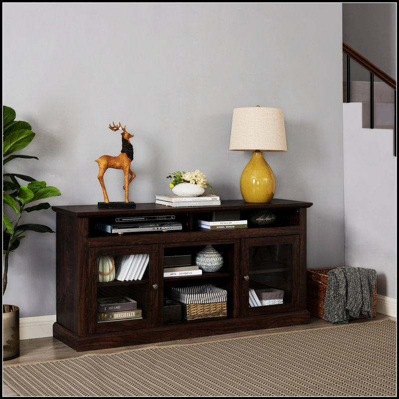 Meuble télé contemporain pour meuble télé pour téléviseur de 65 ans ou moins avec rangement ouvert et fermé, 60 W * 15,75 P * 29 H