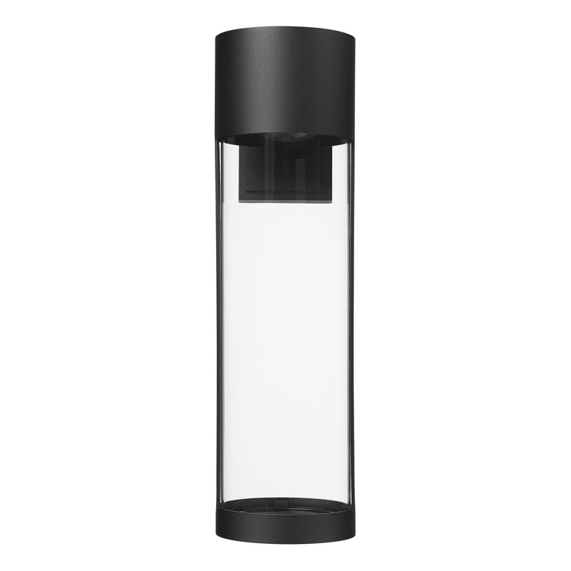 Applique murale d'extérieur à DEL Maitilde Wrought Studio ™ en noir thermolaqué avec abat-jour en verre transparent