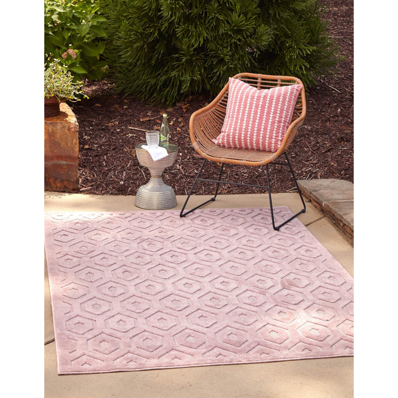 Outdoor Muzzicon Area Rug Pink-Light Pink Color, Rectangle 2' x 3'