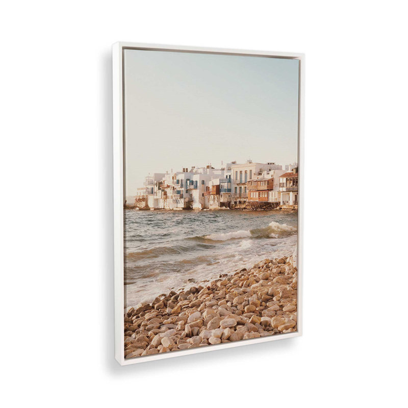 Mykonos Morning, impression sur toile roulée, H 18,75 po x l 12,75 po x P 1,75 po, Cadre flottant blanc opaque