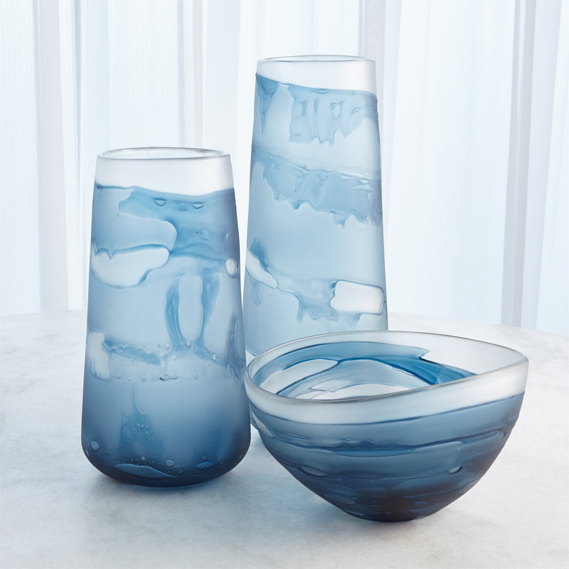 Handmade Glass Table Vase, 17.75" H x 7" W x 7" D