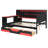 Full Size Gaming Daybed with Integrated Desk and Lights, Modern Wooden Bed Frame with 3 Storage Drawers and Built-in Charging Station, Multi-Functional Headboard Bookcase, Black+Red-1003253183-1003253182