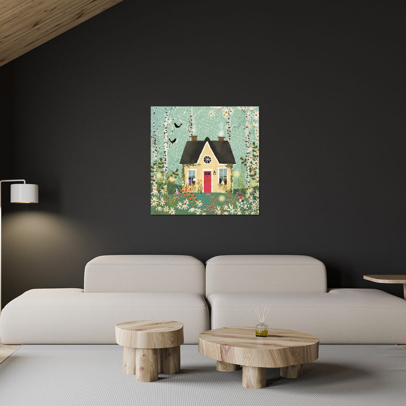 «Yellow House in the Forest» par Joy Laforme - impression sans cadre, H 24 po x l 24 po x P 0,25 po