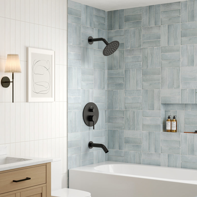 Dual-Function Tub and Shower Faucet Set, Tub And Shower Trim Kit, Valve Included, Matte Black