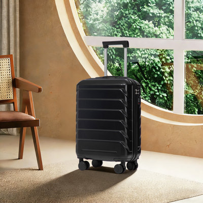 20 Inch ABS Hard Shell Travel Checked Luggage - Scratch Resistant Surface Four Multi-Directional Wheels,  With Combination Lock.(Black)