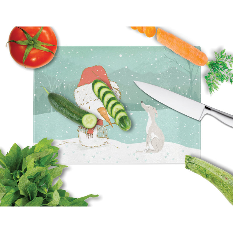 Planche à découper noël bonhomme de neige en verre trempé caroline, Lévrier italien