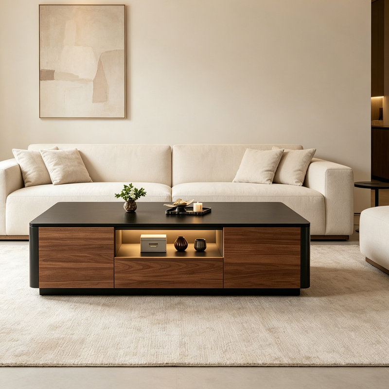Table basse moderne avec tiroir de rangement, H 14,56 po x L 51,18 po x l 23,62 po