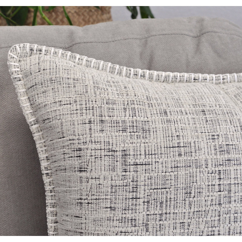 Housses de coussin en chenille douce avec bord cousu, Blanc, crème, 20 po x 20 po, Housse de coussin seulement - sans coussin