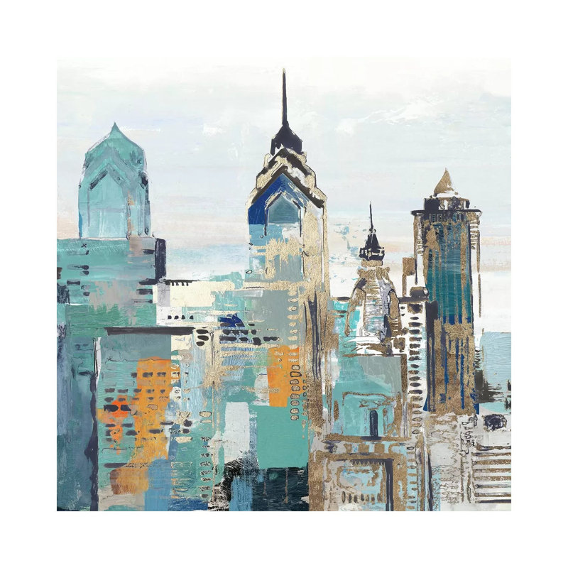 Teal City II by Allison Pearce - Wrapped Canvas Painting, 45.72 cm H x 45.72 cm W x 3.175 cm D