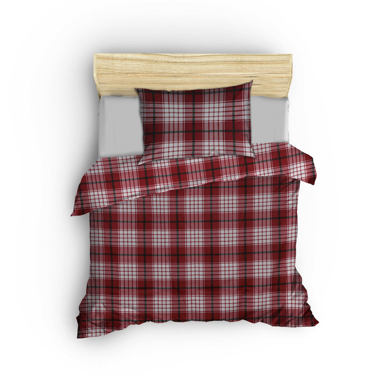 Ensemble de housse de couette Summer, Rouge / blanc, Housse de couette 61 po x 87 po + 1 taie d'oreille