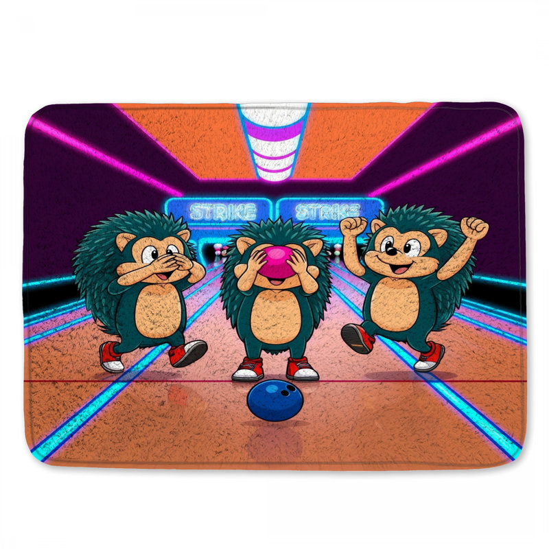 Caricature de tapis de bain Bowling Hedgehogs, L 34 po x L 21 po