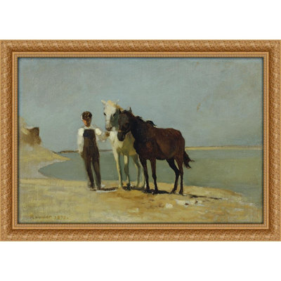 Ein Junge mit Pferden am Strand (1872)
