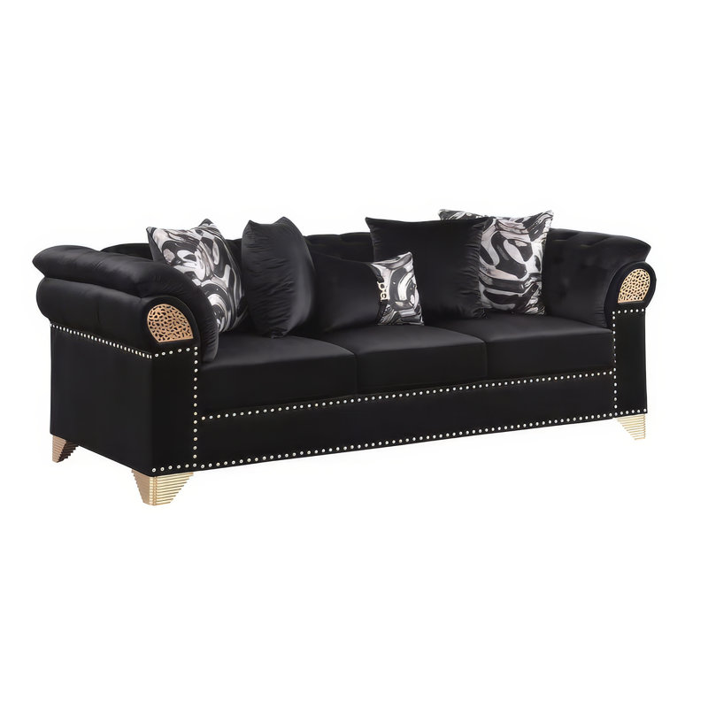 Edna 2 Piece Living Room Black, Black