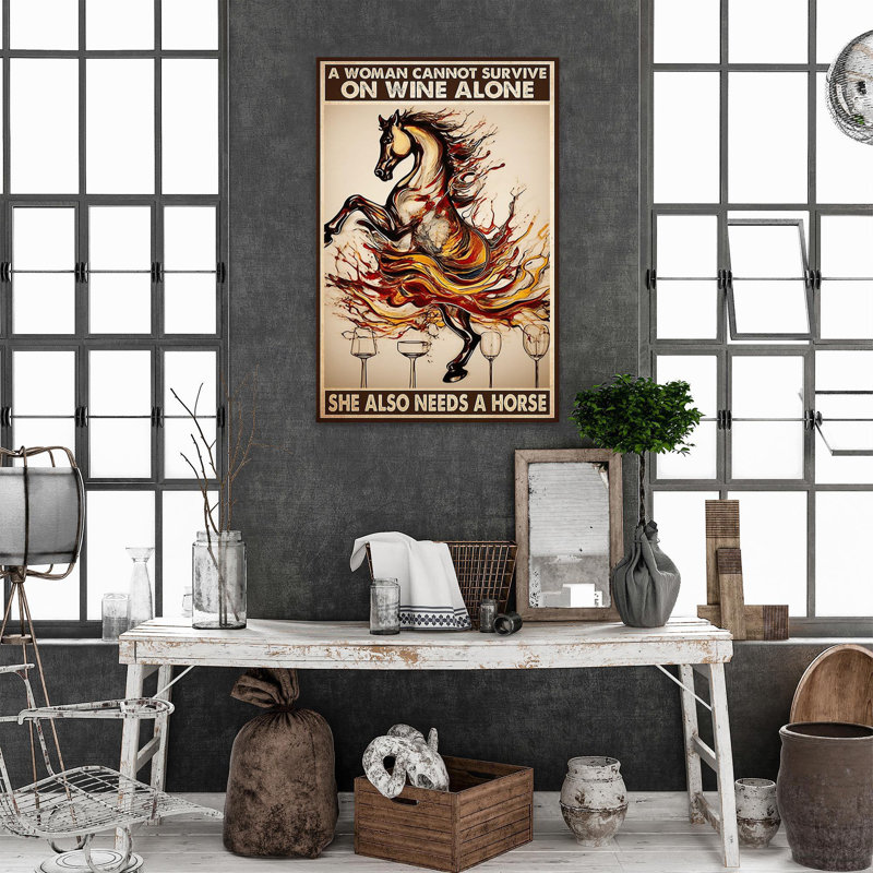 She Also Needs A Horse - 1 Piece Rectangle Graphic " She Also Needs A Horse ", 36" H x 24" W x 1.25" D