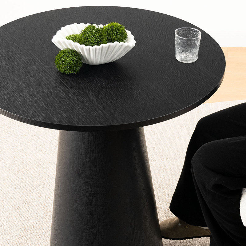 Berneta 30" Modern Round Pedestal Counter Height Dining Set With 2 Upholstered Stools, Gray