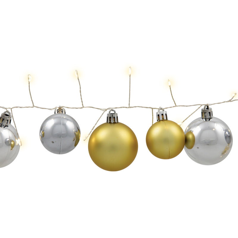 Ornament String Christmas Lights - Warm White LED - 3' Clear Wire - 10Ct, Silver
