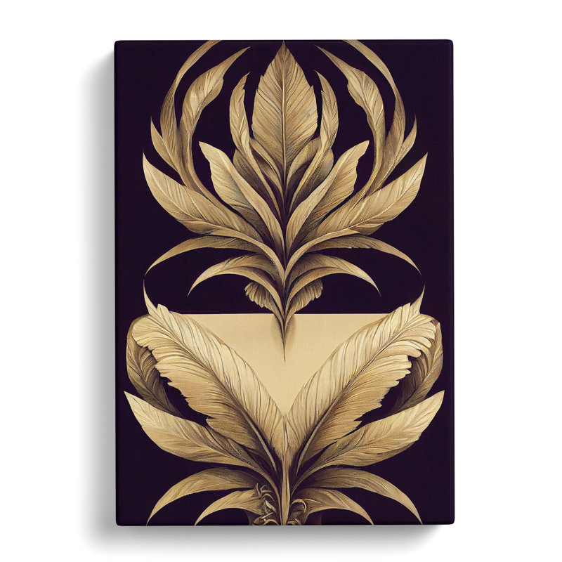 Art Deco Feather No.1 - Wrapped Canvas Graphic Art, 50cm H x 35cm W x 3cm D