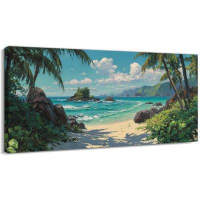 Art mural sur toile de l'océan tropical Timuba, photo de plage côtière, décoration murale pour salon au-dessus du canapé, œuvre d'art tendue tendue avec galerie, prête à être suspendue, 16 po x 32 po