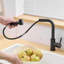 Robinet de cuisine noir mat avec robinet rétractable - Aspect polyvalent pour lavabo de salle de bain avec robinet escamotable à poignée simple