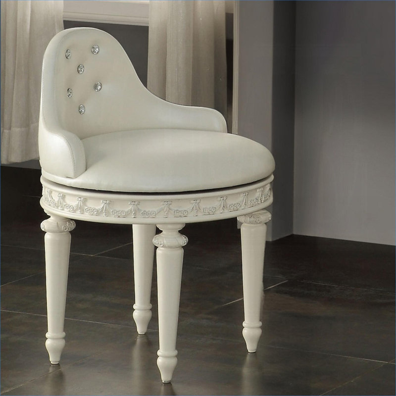 Fauteuil de chambre pivotant à 1 place en similicuir beige capitonné pour siège de meuble-lavabo de chambre, Beige