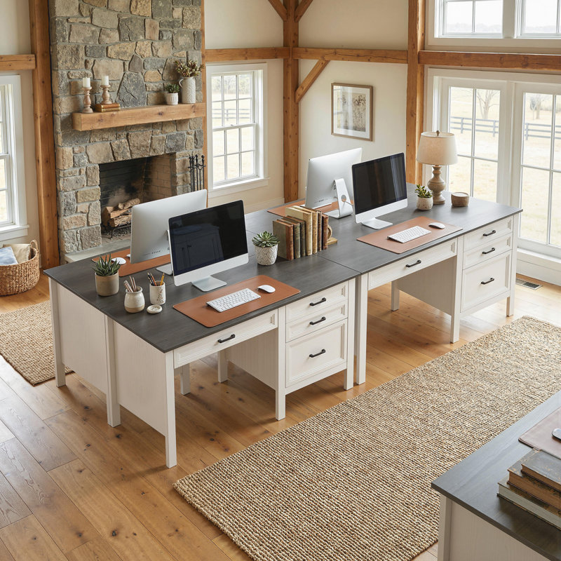 Bureau de direction 54 po, bureau d'ordinateur avec tiroirs, blanc