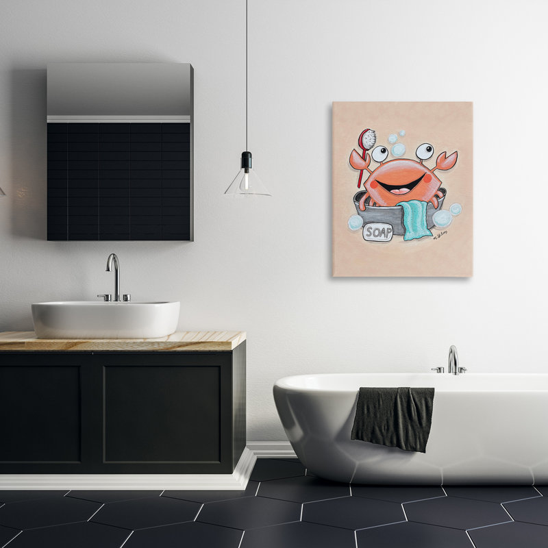 «Happy Crab Bathing» par Michelle Gilsey sur toile, H 40 po x l 30 po